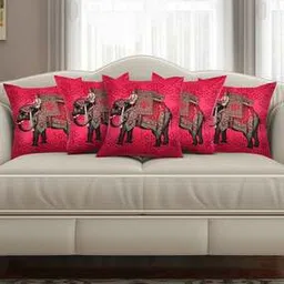 sej by nisha gupta Set of 5 Ethnic Print Square Shape Cushion Covers-picture-46