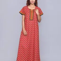 evolove Floral Print Round-Neck Nighti-picture-25