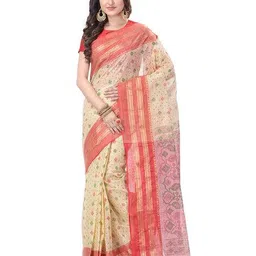 desh bidesh Printed Handloom Cotton Saree image 1