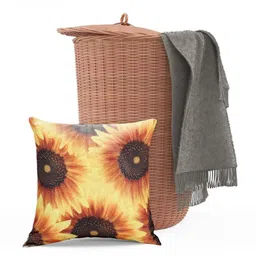Myntra Elegant Homes Brown & Yellow Set of 5 Floral Square Cushion Covers image 5