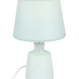 TAYHAA Green Textured Ceramic Contemporary Frustum Shaped Table Lamp image 4
