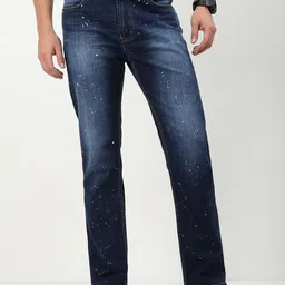 SHOWOFFFF Men Comfort Straight Fit Low-Rise Light Fade Acid Wash Stretchable Jeans image 4