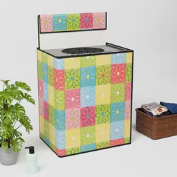 Kuber Industries Yellow & Green Printed Top Load Washing Machine Cover-picture-16