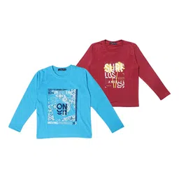 NeuVin Pack Of 2 Kids Graphic Printed Round Neck Long Sleeves Regular Fit Casual T-Shirts-image-76