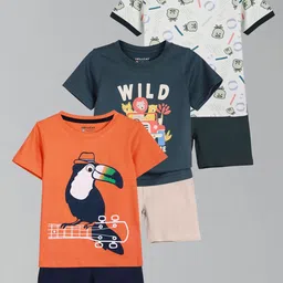 HELLCAT Boys Pack Of 3 Printed Short Sleeves T-shirt With Shorts-picture-14