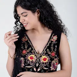 SUNFAIRY Embroidered Fit & Flare Maxi Dress image 3