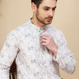 anouk mirage Anouk Rustic Floral Printed Band Collar Straight Kurta With Pyjamas image 5