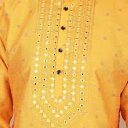 Koshin Floral Woven Design Mirror Work Mandarin Collar Straight Kurta With Pyjamas image 4