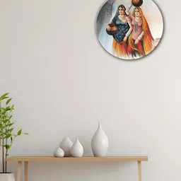 THE QUIRKY HOME White & Yellow Traditional Women Printed Ceramic Decorative Wall Decor-picture-12