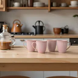 HINDUSTANI SAUDAGAR Pink Handcrafted Solid Ceramic Glossy Mugs Set of Cups and Mugs-picture-33