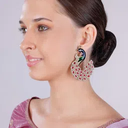 VATSALYA creation Gold-Plated Alloy Artificial Stones Earrings image 2