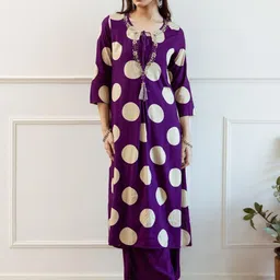 Indo Era Printed & Embroidered A-Line Tunic & Trousers Co-Ord Set image 4