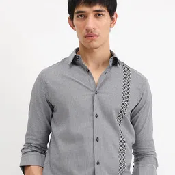 The Collection Men Classic Slim Fit Micro Checked Cotton HENZO HOUNDSTOOTH Casual Shirt-picture-15