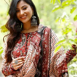 FANCYNINE Floral Printed Long Sleeves Anarkali Kurta With Trousers & Dupatta image 4