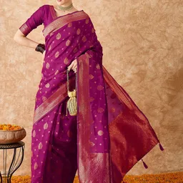 DEVATITHI Ethnic Motifs Zari Banarasi Silk Saree image 1