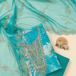 Koskii Organza Unstitched Dress Material-picture-14