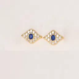 AQUASTREET Set Of 2 18K Gold-Plated Zircon Studded Contemporary Anti Tarnish Studs image 2