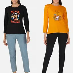 Metronaut Women 2 Printed Bio Finish Applique T-shirt image 5