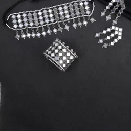 URBANELA Oxidized Mirror Jewellery Set-picture-28