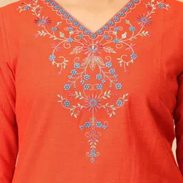 MAKEOVER FASHIONS Ethnic Motifs Embroidered V-Neck Thread Work Thread Work Kurti image 2