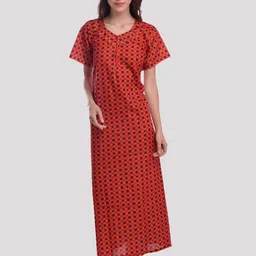 CIERGE Red Printed Maxi Nightdress-picture-30