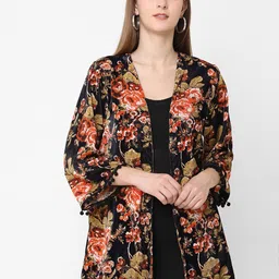 Cloth Haus India Women Black & Red Printed Velvet Shrug-picture-22