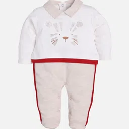 BABY GO Boys White & Red Embroidered Pure Cotton Rompers-picture-42