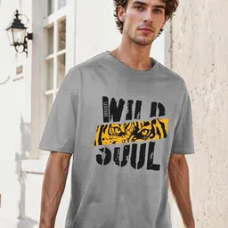 Leotude Typography Printed Round Neck Drop-Shoulder Sleeves Oversized T-shirt-picture-38