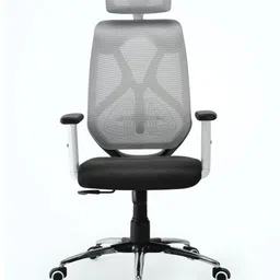 FUGO Black & White Ergonomic Adjustable Height Office Arm Chair-image-26
