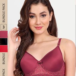 FIMS Pack of 3 Rapid-Dry Lace Lightly Padded Bra Fancy_Pad_Bra_BlackRedMaroon-picture-7