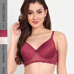 FIMS Pack Of 2 Floral Bra Lightly Padded-image-33