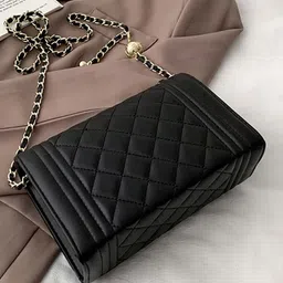 Styli Black Textured Structured Sling Bag-image-59