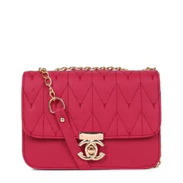 LIKAA Pink Structured Sling Bag with Quilted-picture-29