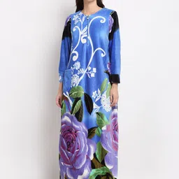 NEUDIS Blue Printed Fleece Maxi Nightdress-picture-38
