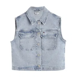 Tommy Hilfiger Girls Washed Cotton Crop Denim Jacket-picture-24