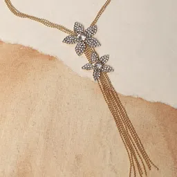 SOHI Gold-Plated Artificial Stones Studded Necklace image 1