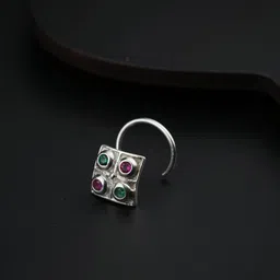 House of Aadyaa Nakshatra Sterling Silver Oxidised Stud Nosepin-picture-36