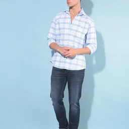 Crimsoune Club Resort Collar Slim Fit Tartan Checked Cotton Casual Shirt image 1