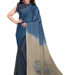 MIRCHI FASHION Grey & Blue Floral Saree-picture-10