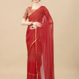 Aardiva Floral Printed Poly Chiffon Zari Saree-picture-30