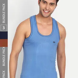 T.T. Men Pack Of 3 Titanic Pure Cotton Piping Regular Solid Dyed Innerwear Vests-image-44