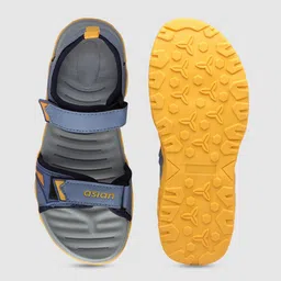 ASIAN Men Blue & Mustard Yellow Color-Block Sandals image 2