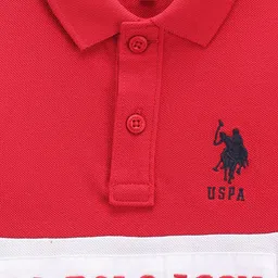 U.S. Polo Assn. Kids Boys Colourblocked Polo Collar Pure Cotton T-shirt image 3
