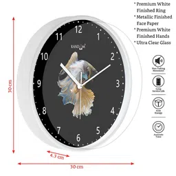 RANDOM White & Black Printed Contemporary Analogue Round Wall Clock image 4