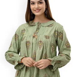 DMP FASHION Ehtnic Motifs Printed Peter Pan Collar Top-image-80