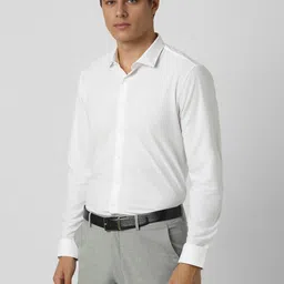 Van Heusen Men Spread Collar Solid Formal Shirt image 3