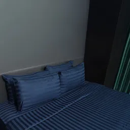 Oyvu Navy Blue Striped King Bedsheet with 2 Pillow Covers image 4