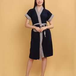 Creeva Unisex Kimono Collar Terry Cotton Bath Robe-picture-22