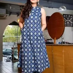 stylebrity Women A-line Blue Below Knee Dress image 3