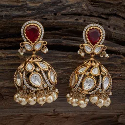 Kushal's Fashion Jewellery Dome Shaped Kundan Jhumkas-picture-23